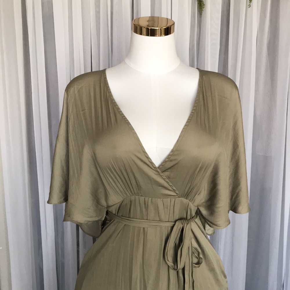 Kimono Style Sleeve Satin Side Tie Dress - NWT - Picture 2 of 5